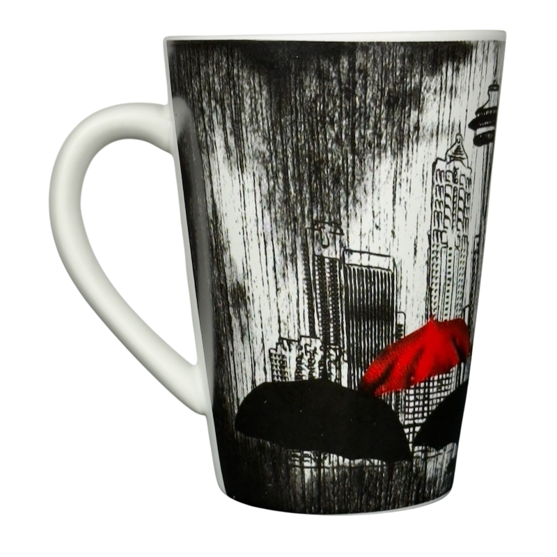 Seattle Skyline Black And White Red Umbrella Mug