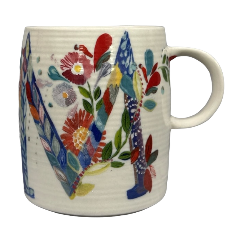 Petal Palette Starla M Halfmann Letter "M" Monogram Initial Mug Anthropologie