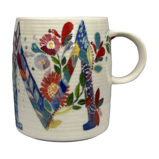 Petal Palette Starla M Halfmann Letter "M" Monogram Initial Mug Anthropologie