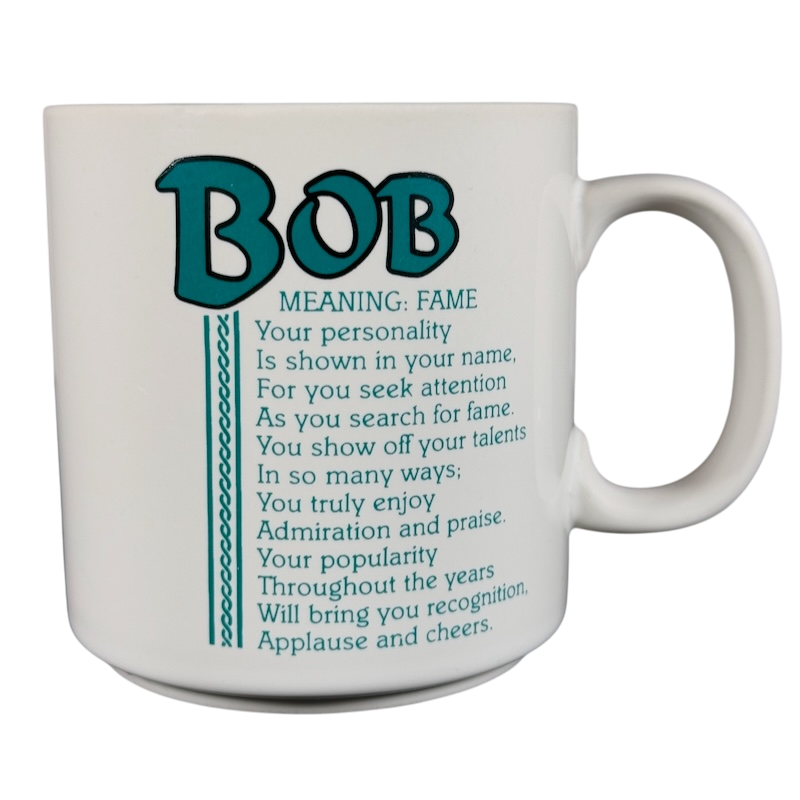 BOB Poetry Name Green Font Gray Interior Mug Papel