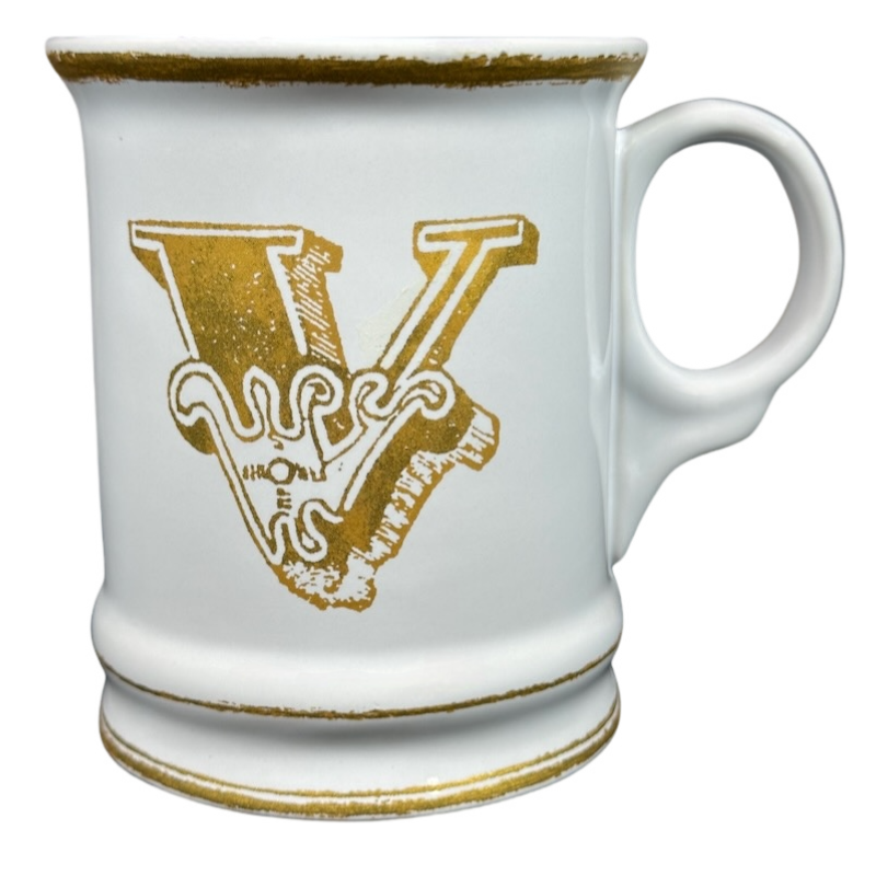 Letter "V" Gold Writing Monogram Initial Mug Williams Sonoma