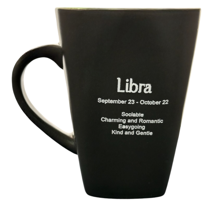 Libra Tall Zodiac Etched Square Bottom Green Interior Mug Roscher