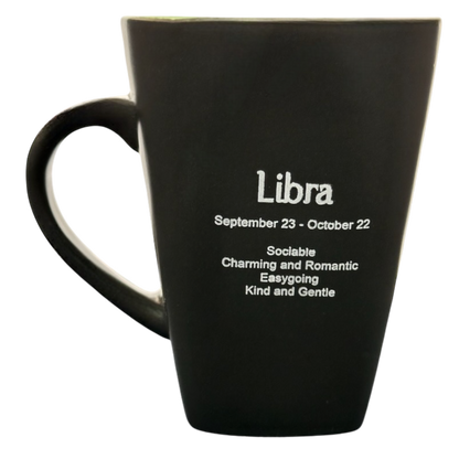 Libra Tall Zodiac Etched Square Bottom Green Interior Mug Roscher