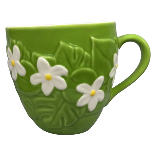 Green Leaves And White Flowers 3D Embossed Mug 2006 Starbucks