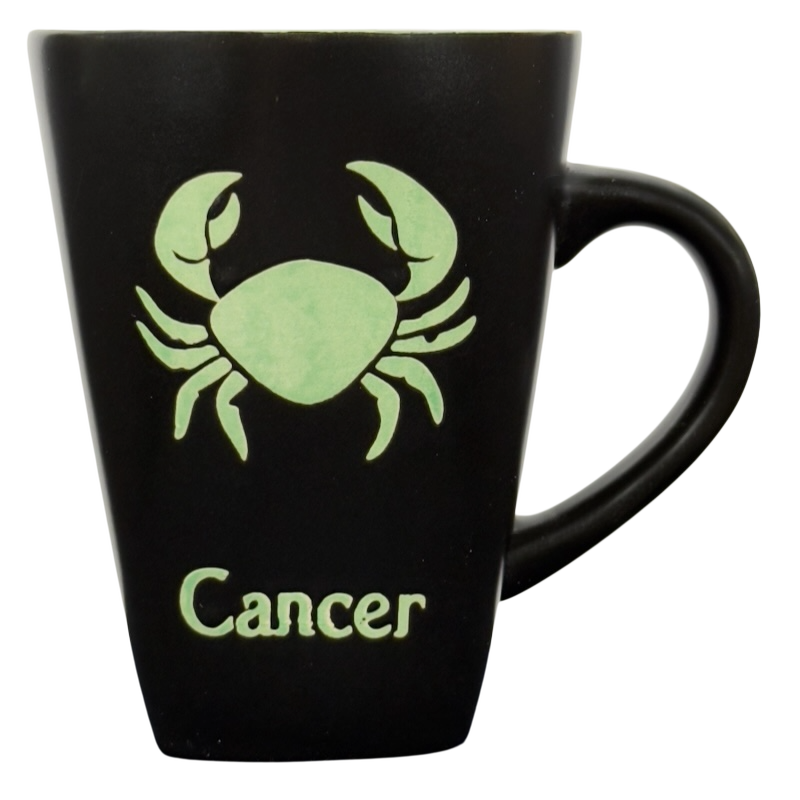 Cancer Tall Zodiac Etched Square Bottom Green Interior Mug Fisher
