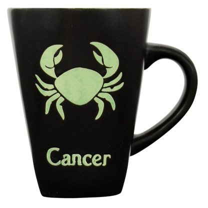 Cancer Tall Zodiac Etched Square Bottom Green Interior Mug Fisher