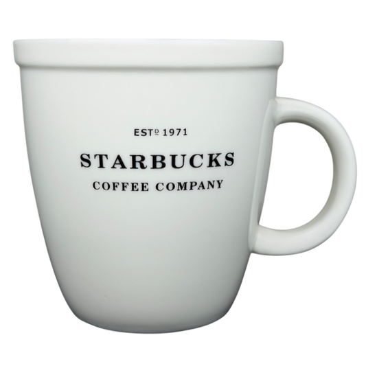 Starbucks Coffee Company Barista Abbey ESTD 1971 Large White Mug With Black Lettering