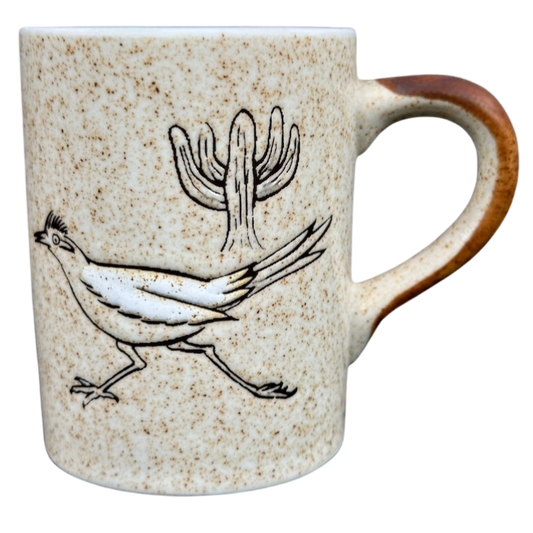 Vintage Roadrunner And Cactus Embossed Speckled Mug