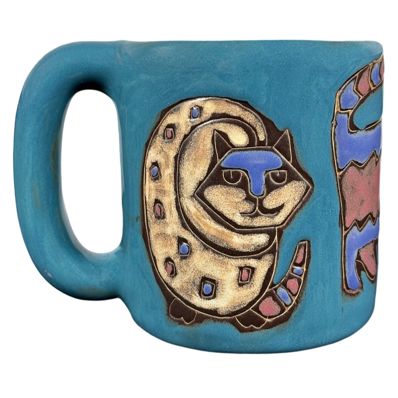 Three Cats Teal Mug Mara Mexico