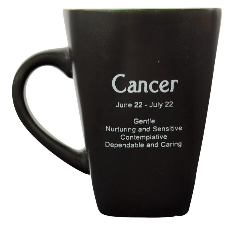 Cancer Tall Zodiac Etched Square Bottom Green Interior Mug Fisher