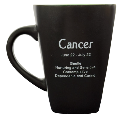 Cancer Tall Zodiac Etched Square Bottom Green Interior Mug Fisher