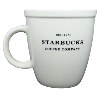 Starbucks Coffee Company Barista Abbey ESTD 1971 Large White Mug With Black Lettering