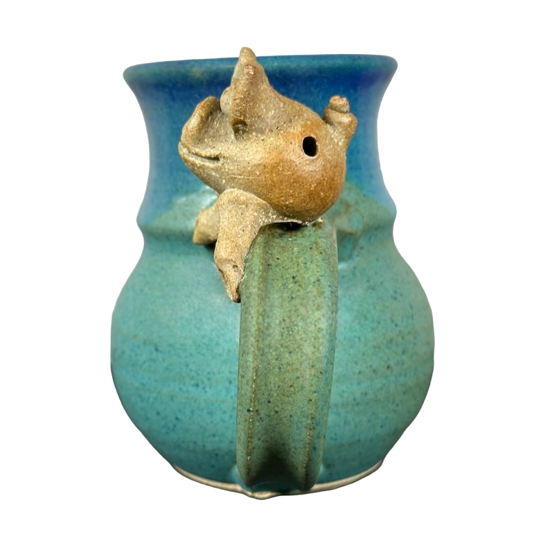 Pig On Handle Signed 3D Pottery Mug