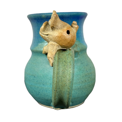 Pig On Handle Signed 3D Pottery Mug