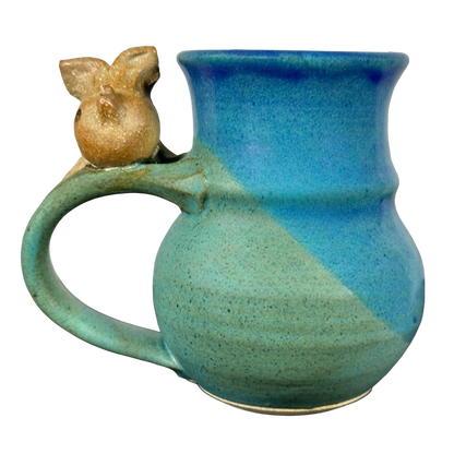 Pig On Handle Signed 3D Pottery Mug