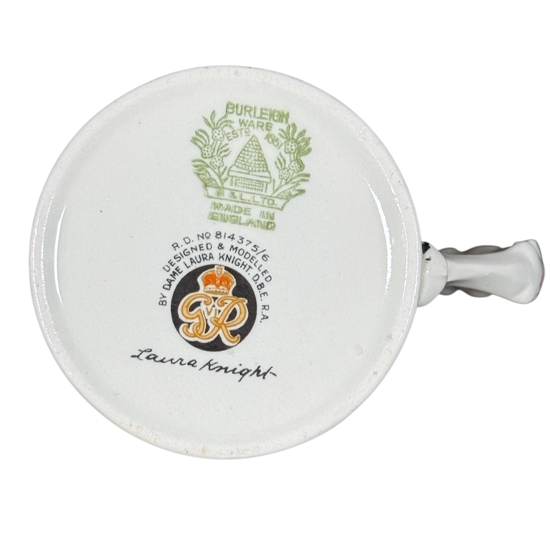 Burleigh Ware underside showing maker stamp and royal cypher on Coronation King George Queen Elizabeth 1937 vintage mug