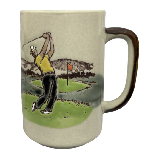 Man Golfing Lightly Embossed Large Mug Otagiri