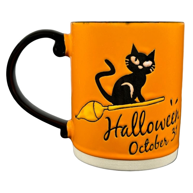 Black Cat Riding A Broom Halloween October 31 Mug Spectrum Designz