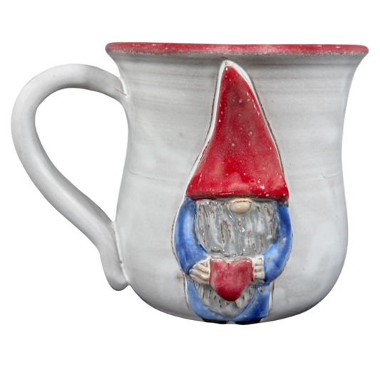 Gnome Holding A Heart 3D Embossed Hand Thrown Mug Mudworks Pottery