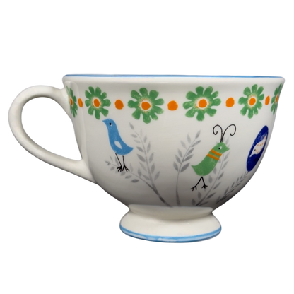 Biscuit Birds And Flowers Pedestal Mug Anthropologie