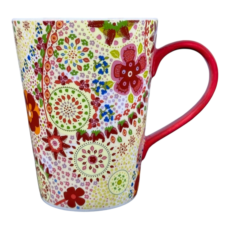 Strawberries Floral Red 13oz Mug 2007 Starbucks