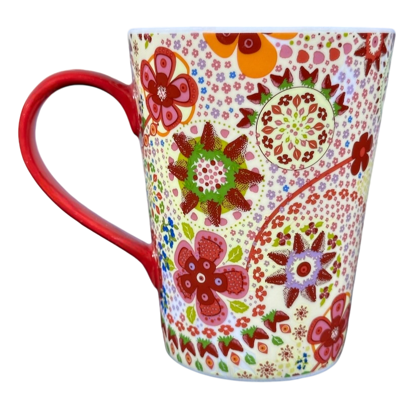 Strawberries Floral Red 13oz Mug 2007 Starbucks