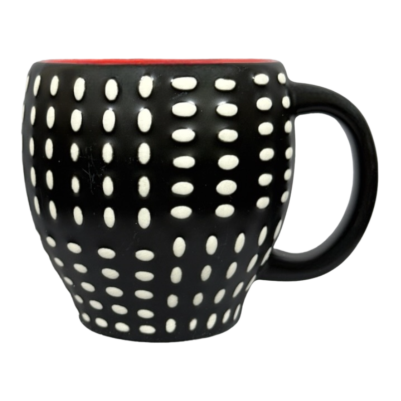 Embossed White Polka Dots Black Mug 2008 Starbucks