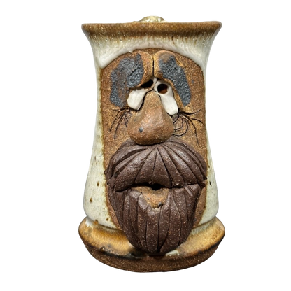 Ugly Face Pottery 3D Man With Moustache And Beard Tall Mug Mahon Made Stoneware