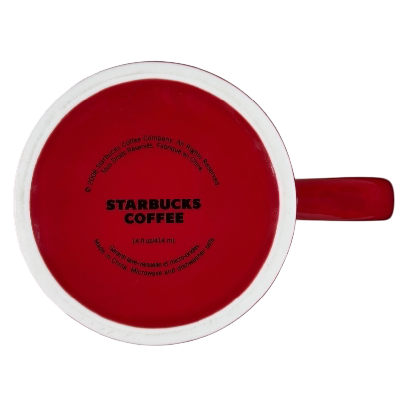 Etched White Lettering Red 14oz Mug 2008 Starbucks