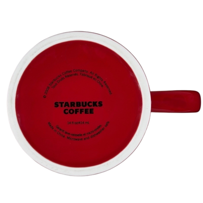 Etched White Lettering Red 14oz Mug 2008 Starbucks