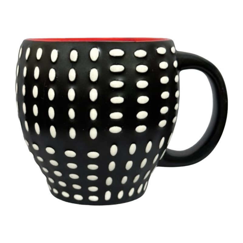 Embossed White Polka Dots Black Mug 2008 Starbucks