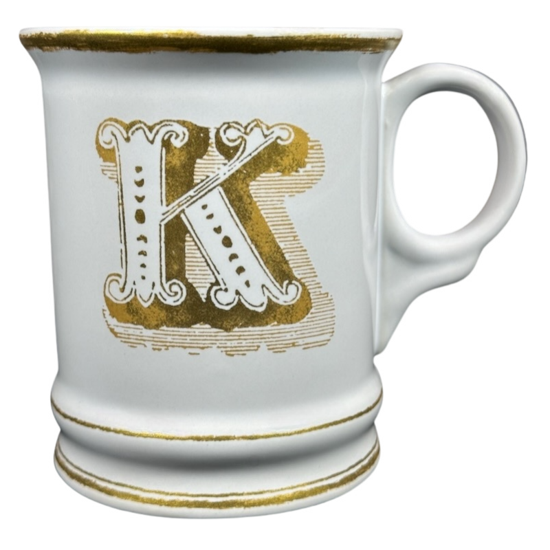 Letter "K" Gold Writing Monogram Initial Mug Williams Sonoma