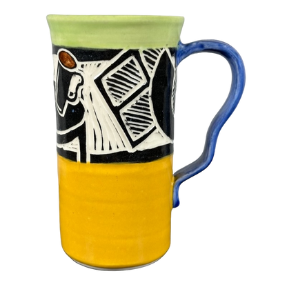 Abstract And Coffee Mugs Etched Signed E Lamb Pottery Mug