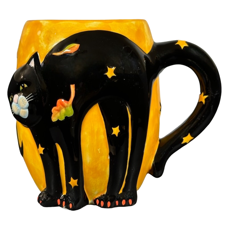 Halloween Black Cat Susan Winget 3D Figural Mug Certified International