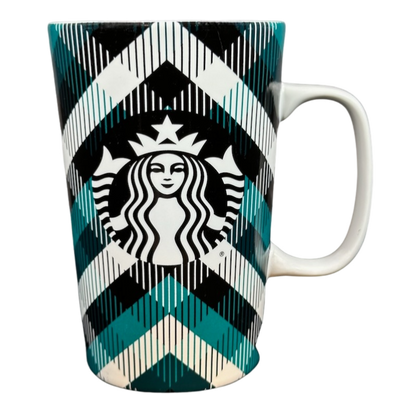 Dot Collection Siren Dot Plaid Teal Black And White Siren 16oz Tall Mug Starbucks