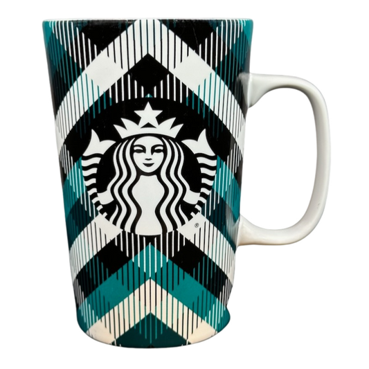 Dot Collection Siren Dot Plaid Teal Black And White Siren 16oz Tall Mug Starbucks