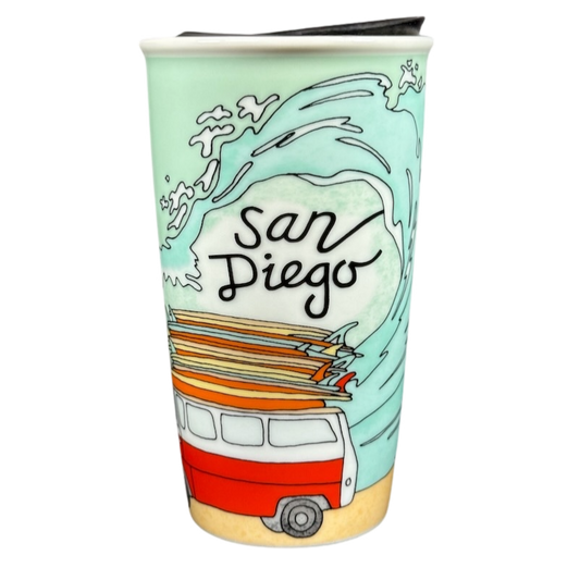 San Diego VW Bus Surfing Waves 12oz Tumbler Starbucks