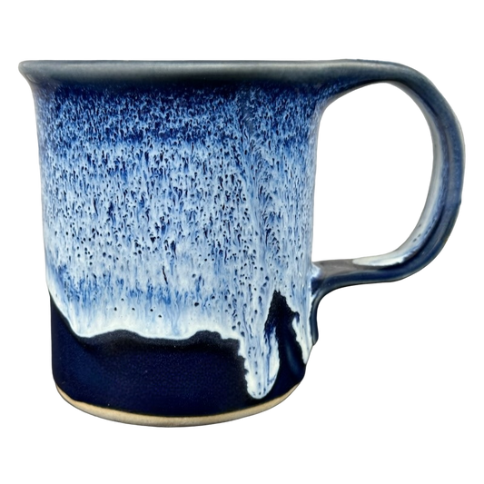 Drip Glaze Blue And White Finish Signed Pottery Mug