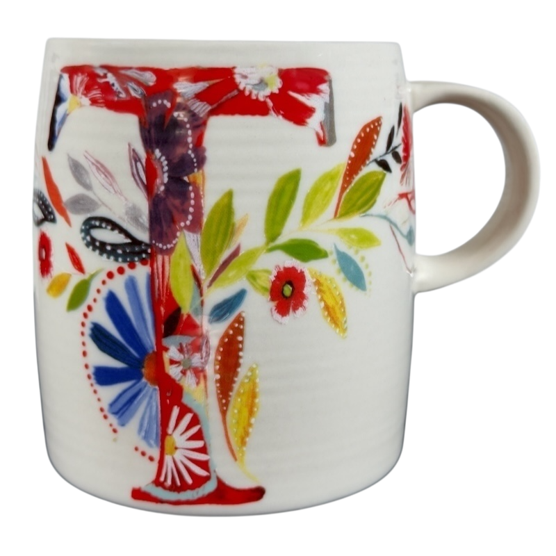 Petal Palette Starla M Halfmann Letter "T" Monogram Initial Mug Anthropologie
