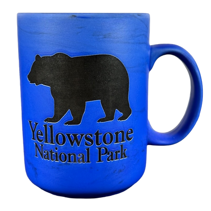 Yellowstone National Park Bear Etched Marble Blue Mug