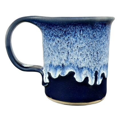 Drip Glaze Blue And White Finish Signed Pottery Mug