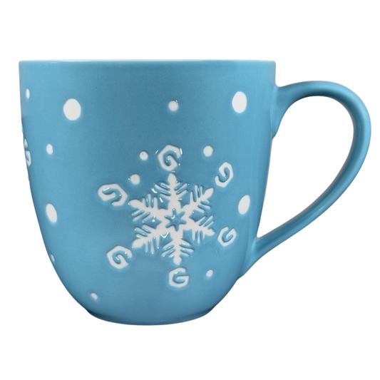 Holiday 2007 White Etched Snowflakes On Blue 16oz Mug Starbucks