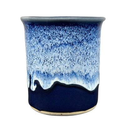 Drip Glaze Blue And White Finish Signed Pottery Mug