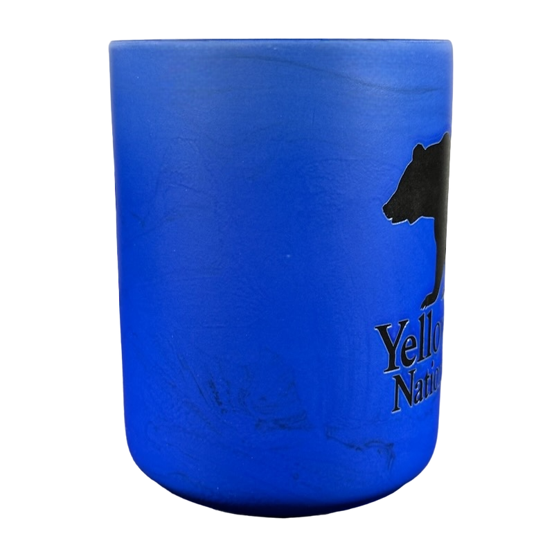 Yellowstone National Park Bear Etched Marble Blue Mug