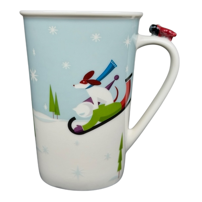 Children Ice Skating And Boy With Dog Sledding Airplane On Handle 8oz Mug 2011 Starbucks