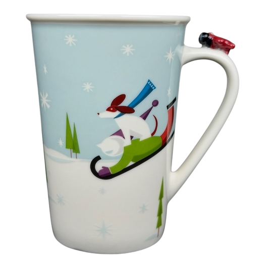 Children Ice Skating And Boy With Dog Sledding Airplane On Handle 8oz Mug 2011 Starbucks