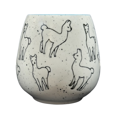 Llamas Blue Interior & Handle Speckled Mug Meritage