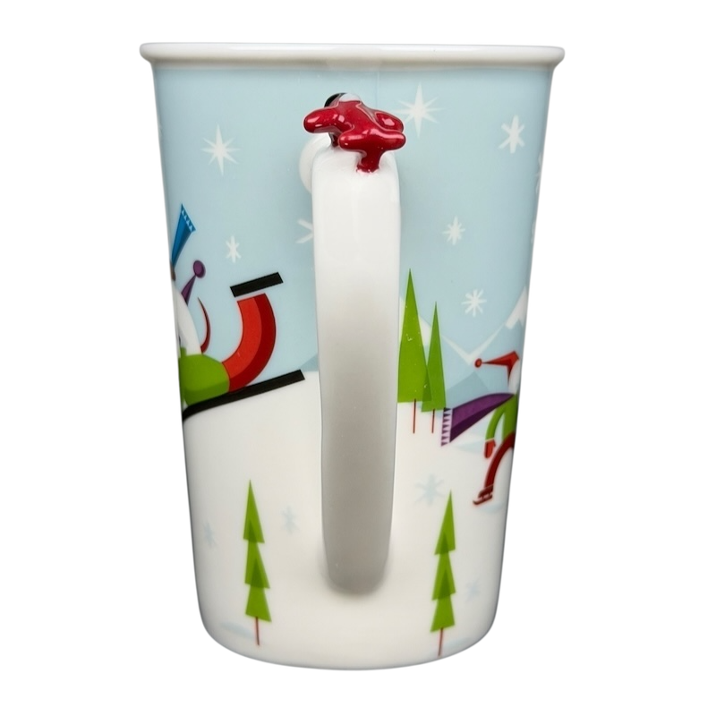 Children Ice Skating And Boy With Dog Sledding Airplane On Handle 8oz Mug 2011 Starbucks