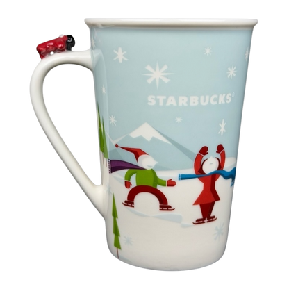 Children Ice Skating And Boy With Dog Sledding Airplane On Handle 8oz Mug 2011 Starbucks
