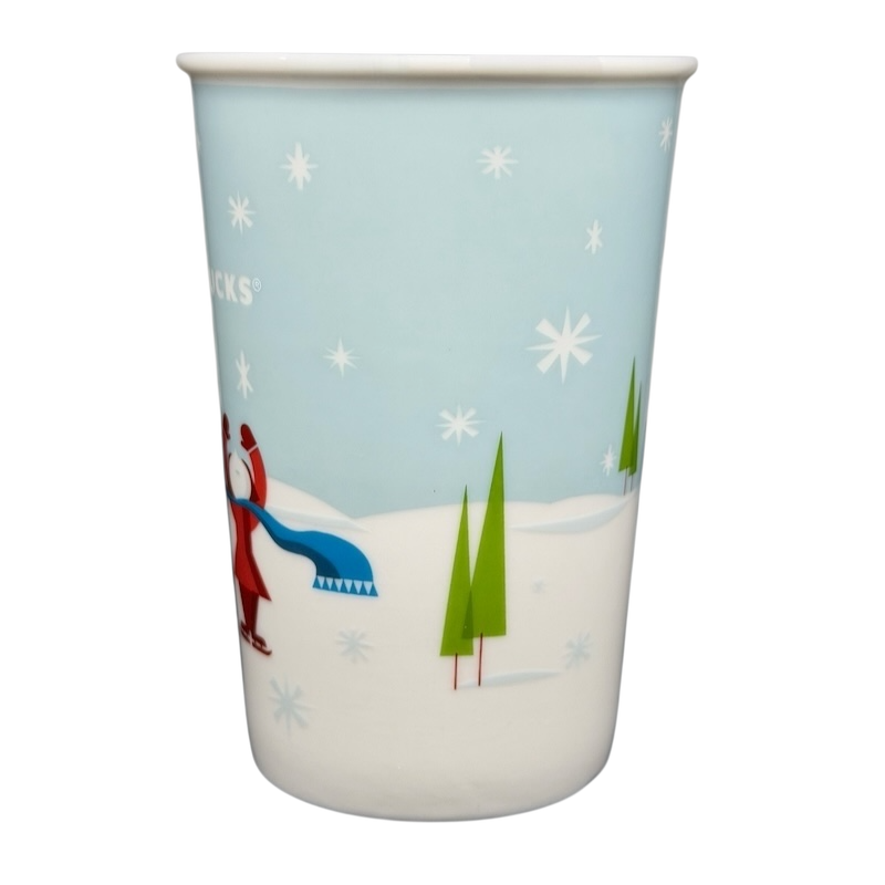 Children Ice Skating And Boy With Dog Sledding Airplane On Handle 8oz Mug 2011 Starbucks